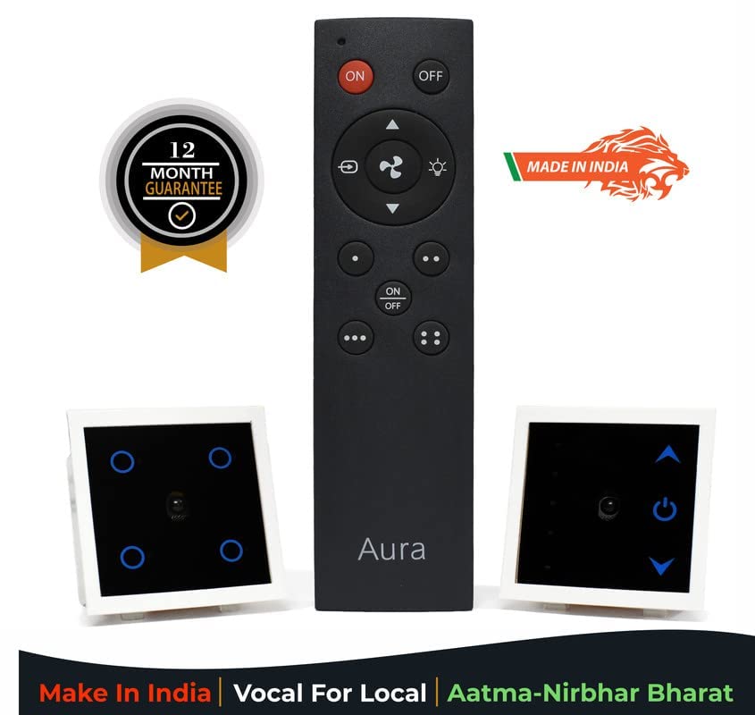 DeWire Home Automation Remote Controlled Switches (Fan Regulator & Light + 4 Channel Switch (Combo)) 250 V, Black